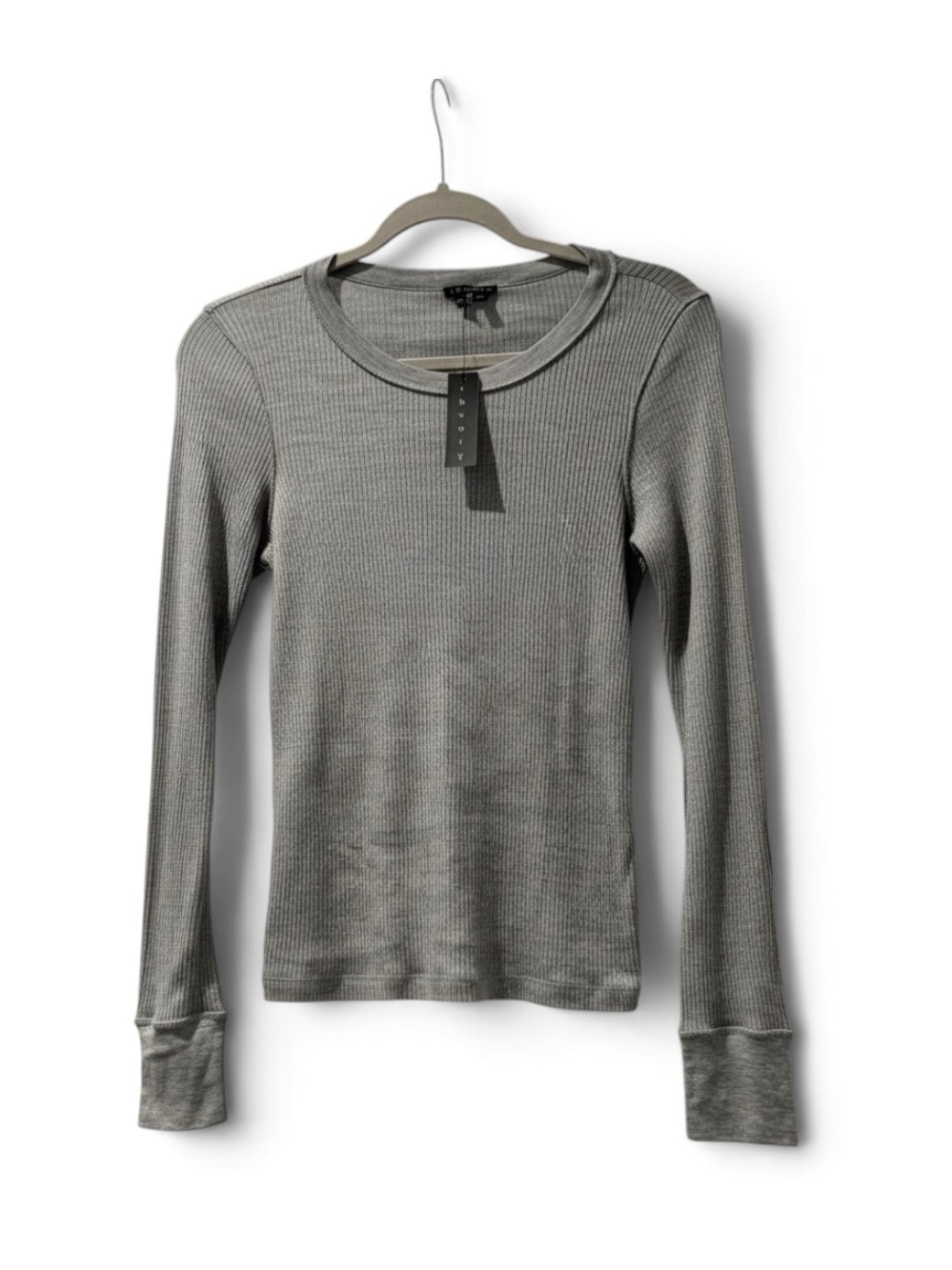 Theory Long-Sleeve Gray Ribbed Top